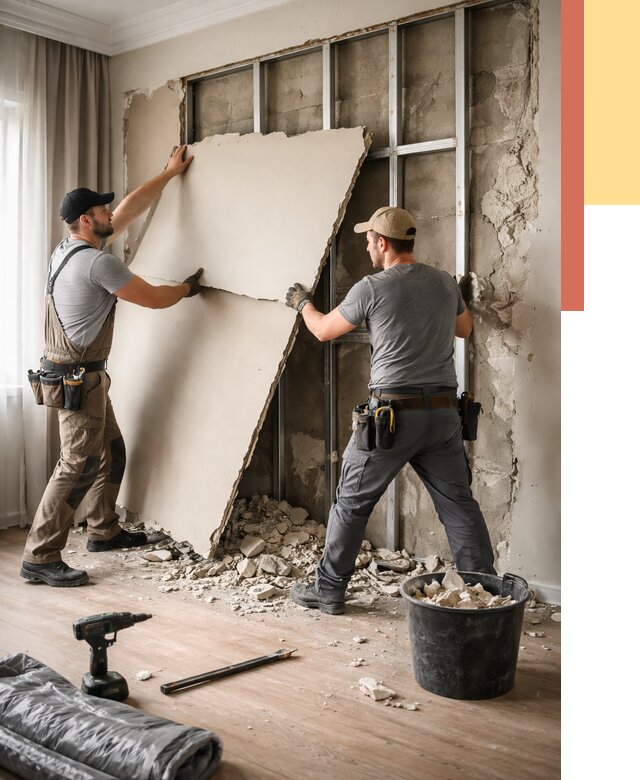 Демонтаж гипсокартона со стен в чайковском от 354 руб. — услуги демонтажа | ОТДЕЛОЧНИК-Чкв