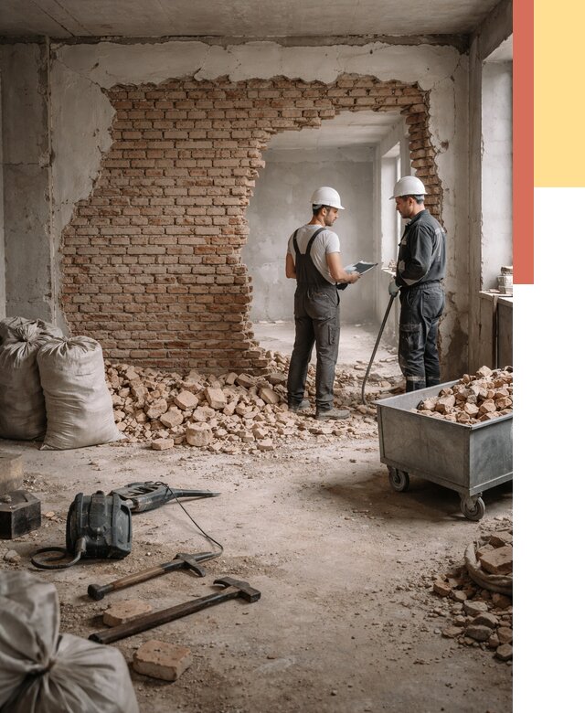 Демонтаж кирпичных стен в чайковском от 4251 руб. — быстро, недорого, под ключ | ОТДЕЛОЧНИК-Чкв