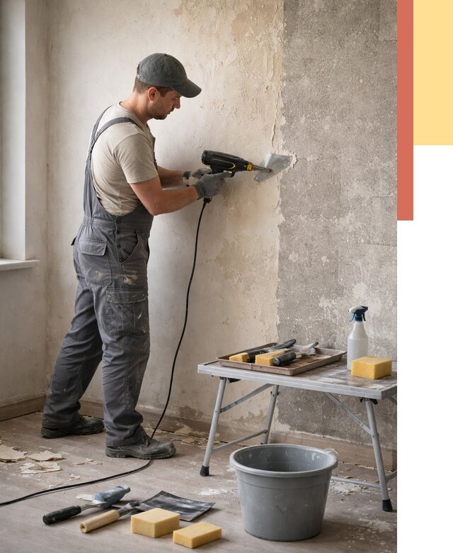 Очистка стен от клея в чайковском от 1872 руб. — снятие и удаление клея со стен | ОТДЕЛОЧНИК-Чкв