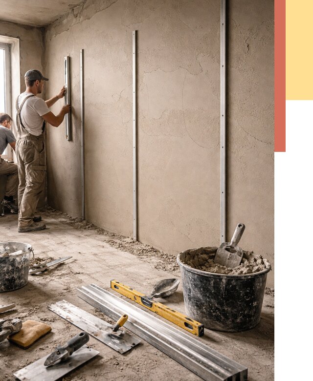 Штукатурка стен по маякам в чайковском от 5567 руб./м² — выравнивание под ключ | ОТДЕЛОЧНИК-Чкв