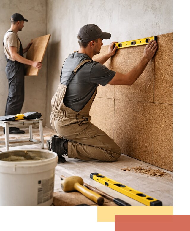 Монтаж пробковых панелей на стены в чайковском быстро и качественно