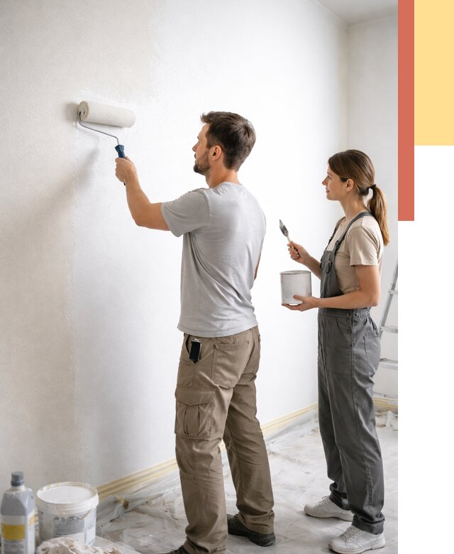 Окраска стен по стеклохолсту в чайковском от 4554 руб/м² под ключ | ОТДЕЛОЧНИК-Чкв