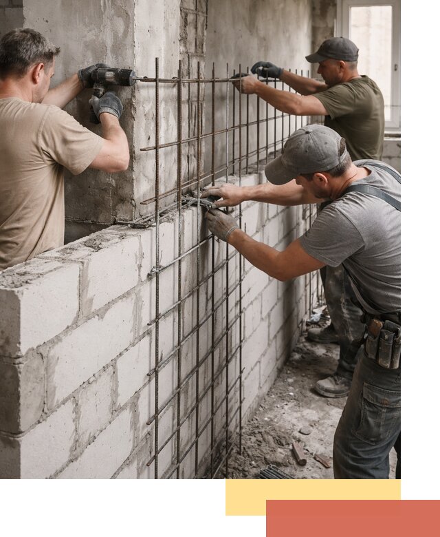 Армирование кладки перегородок в чайковском профессионально и надёжно