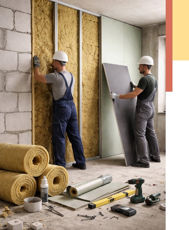 Шумоизоляция перегородок из блоков в чайковском от 1872 руб./м² — быстро и недорого | ОТДЕЛОЧНИК-Чкв