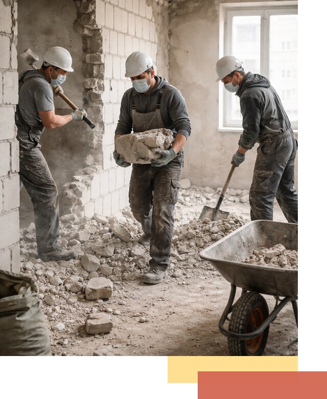 Демонтаж блочных перегородок в чайковском быстро и аккуратно