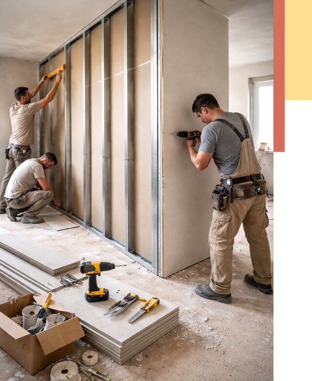 Монтаж однослойной перегородки из гипсокартона в чайковском от 658 руб. | ОТДЕЛОЧНИК-Чкв