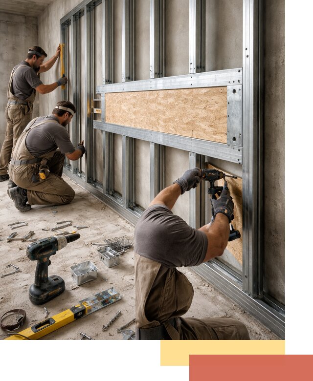 Усиленная перегородка для крепления тяжёлых конструкций в чайковском