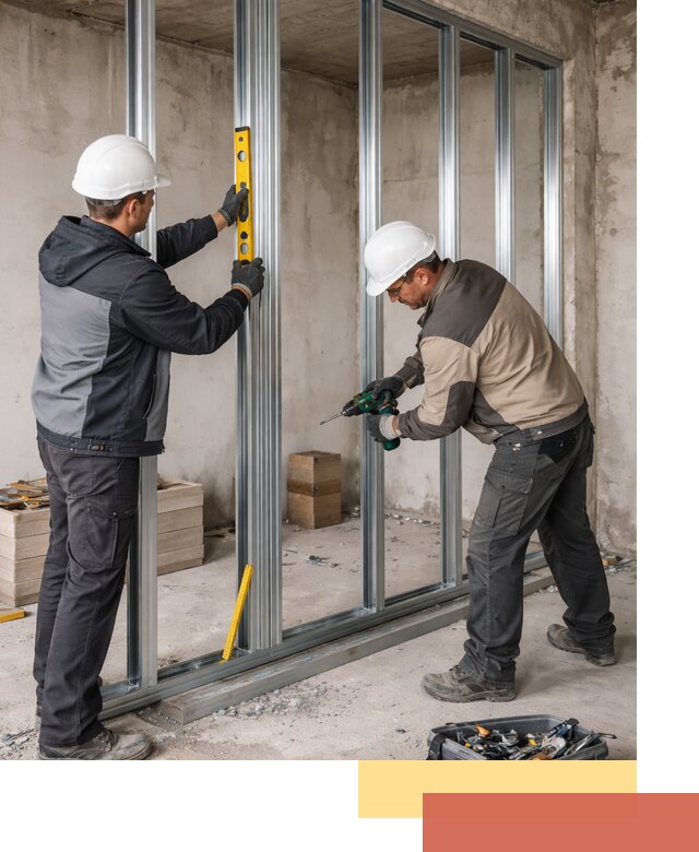 Монтаж каркаса перегородки из профиля в чайковском