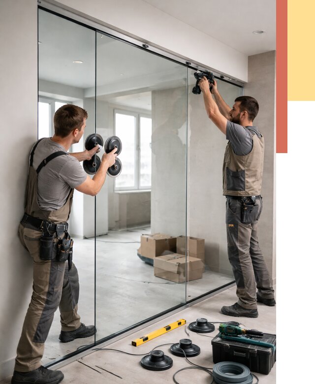 Монтаж стеклянных перегородок в чайковском от 6579 руб. | ОТДЕЛОЧНИК-Чкв