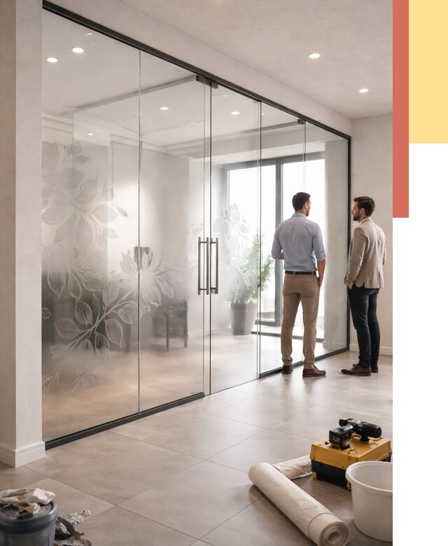 Стеклянные перегородки с рисунком в чайковском от 12651 руб. монтаж и нанесение | ОТДЕЛОЧНИК-Чкв