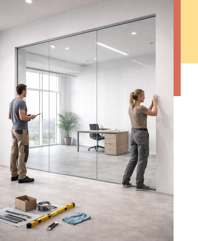 Перегородки из закаленного стекла в чайковском от 9615 руб. под ключ | ОТДЕЛОЧНИК-Чкв