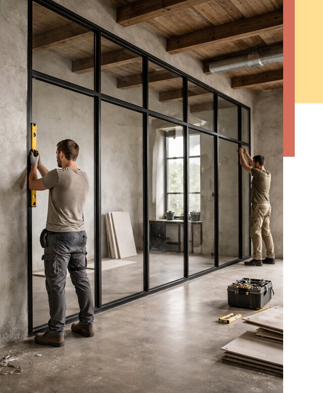 Стеклянные перегородки лофт в чайковском от 10627 руб. под ключ | ОТДЕЛОЧНИК-Чкв