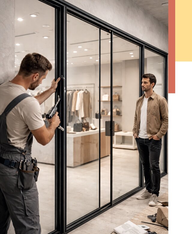 Стеклянные перегородки для магазинов в чайковском от 8299 руб. под ключ | ОТДЕЛОЧНИК-Чкв