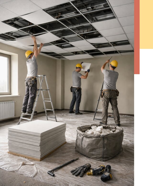 Демонтаж потолка Армстронг в чайковском от 4554 руб. быстро и недорого | ОТДЕЛОЧНИК-Чкв