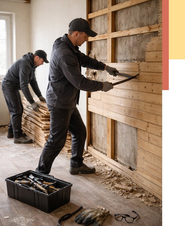 Демонтаж вагонки в чайковском от 3846 руб/м2 — быстро и недорого | ОТДЕЛОЧНИК-Чкв