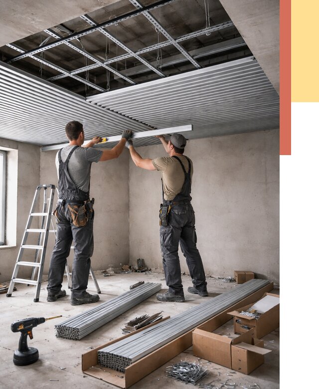 Монтаж реечного потолка в чайковском от 4554 руб. под ключ | ОТДЕЛОЧНИК-Чкв