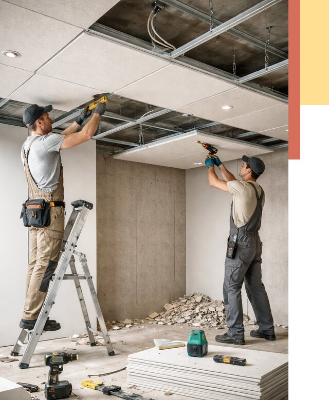 Монтаж акустического потолка в чайковском от 6579 руб/м2 — быстро и недорого | ОТДЕЛОЧНИК-Чкв