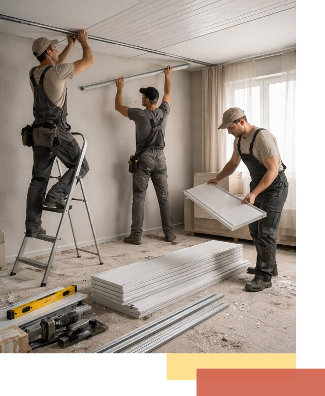 Монтаж потолка из ПВХ панелей в чайковском оперативно и качественно