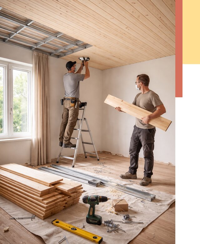 Монтаж потолка из вагонки в чайковском от 6579 руб. | Быстро и недорого — ОТДЕЛОЧНИК-Чкв