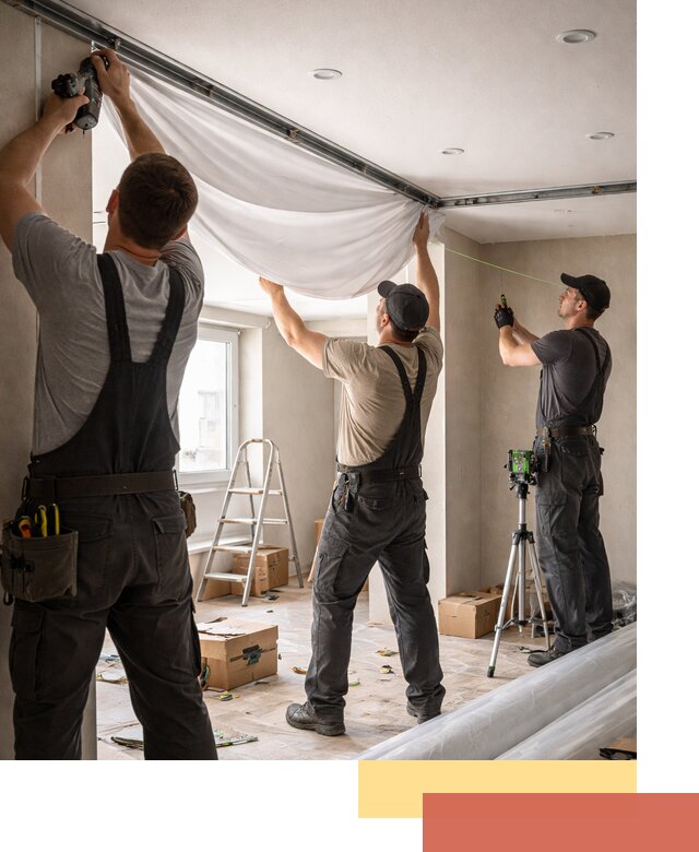 Монтаж парящего натяжного потолка под ключ в чайковском