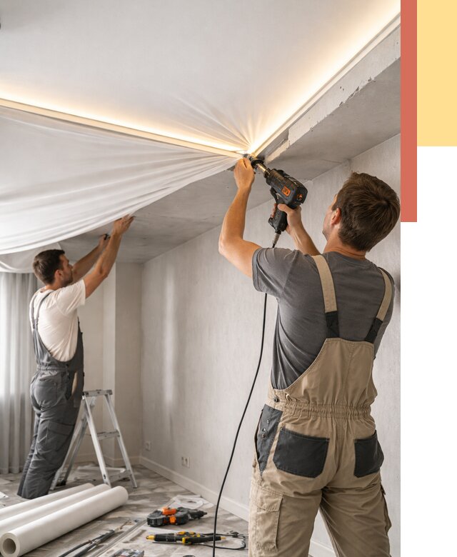 Монтаж натяжного потолка с подсветкой в чайковском от 961 руб. | ОТДЕЛОЧНИК-Чкв