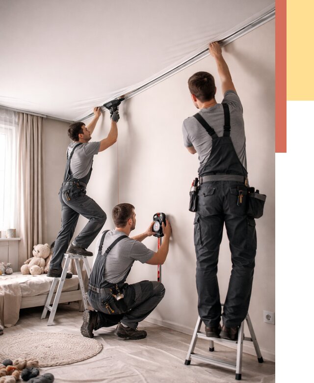 Монтаж натяжного потолка в детской в чайковском от 3542 руб. — быстро и недорого | ОТДЕЛОЧНИК-Чкв