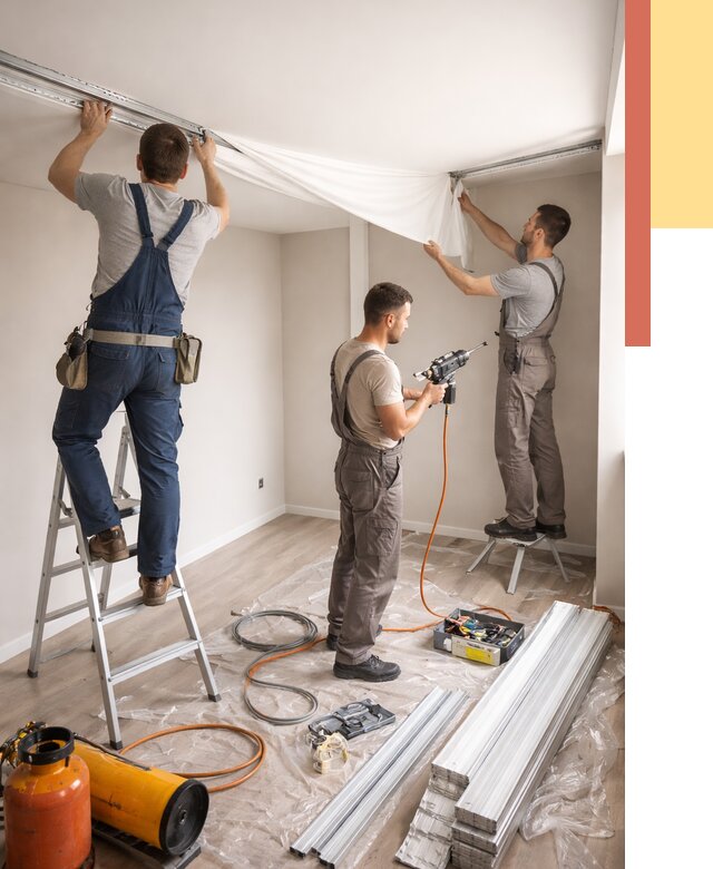 Монтаж натяжного потолка в студии в чайковском от 5567 руб. — быстро и недорого | ОТДЕЛОЧНИК-Чкв