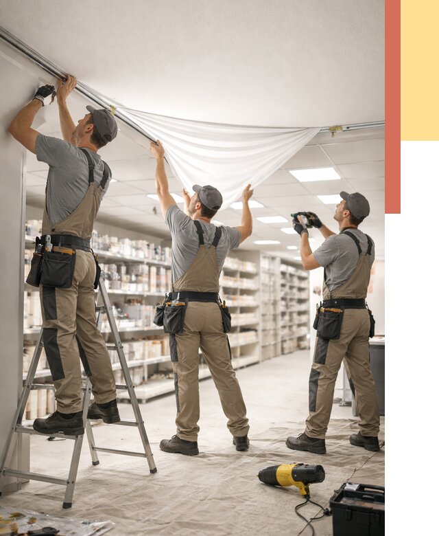 Монтаж натяжного потолка в магазине в чайковском от 4554 руб. быстро и недорого | ОТДЕЛОЧНИК-Чкв