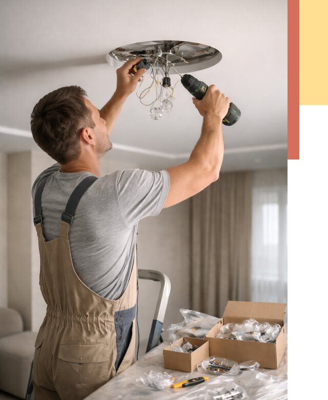 Установка люстры в натяжной потолок в чайковском от 1215 руб. | Быстро и недорого — ОТДЕЛОЧНИК-Чкв