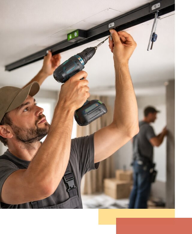 Установка трековых светильников в натяжной потолок в чайковском