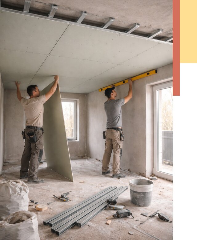 Одноуровневый потолок из гипсокартона в чайковском от 759 руб. — монтаж под ключ | ОТДЕЛОЧНИК-Чкв