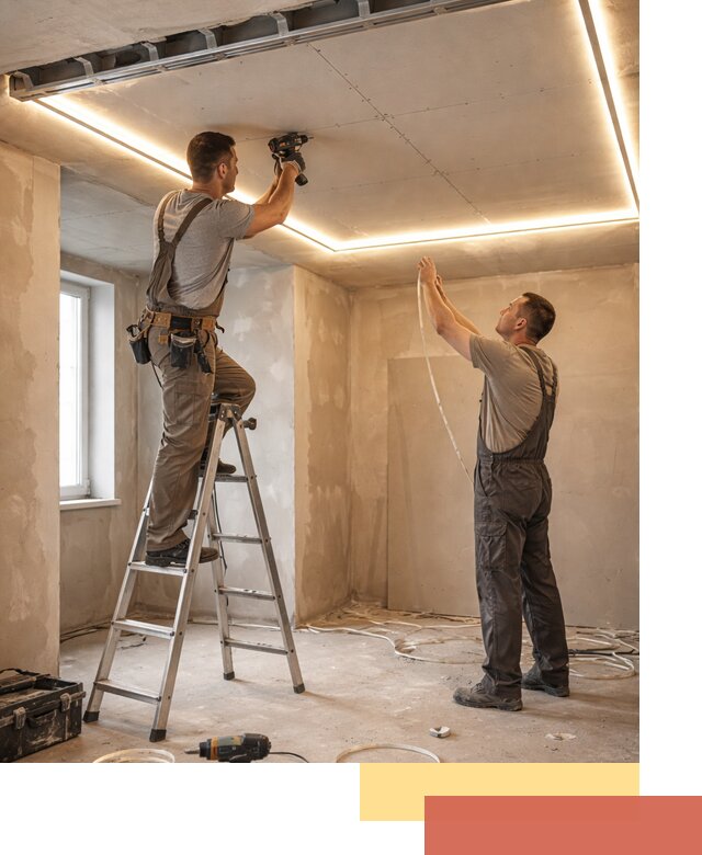 Потолок из гипсокартона с подсветкой в чайковском