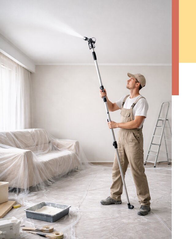 Покраска потолка краскопультом в чайковском от 4554 руб. быстро и недорого | ОТДЕЛОЧНИК-Чкв